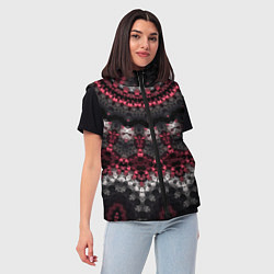 Женский жилет Красно-черный мозаичный узор, цвет: 3D-красный — фото 2