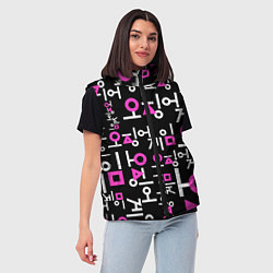 Женский жилет Игра в кальмара лого узор, цвет: 3D-черный — фото 2