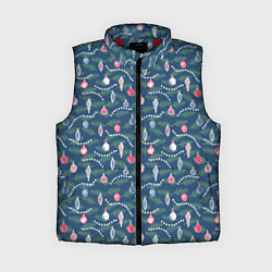 Женский жилет Новогодняя Ёлка игрушки, цвет: 3D-красный