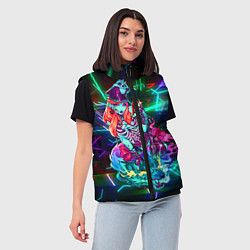 Женский жилет Неоновая ведьма с волком, цвет: 3D-черный — фото 2