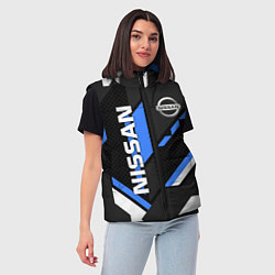 Женский жилет НИССАН ЛОГО СИНИЯ ГЕОМЕТРИЯ CYBER, цвет: 3D-черный — фото 2