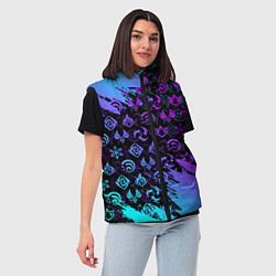 Женский жилет GENSHIN NEON PATTERN SYMBOL НЕОН ЭМБЛЕМЫ, цвет: 3D-красный — фото 2