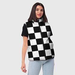 Женский жилет Шахматная доска паттерн, цвет: 3D-черный — фото 2