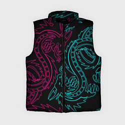 Женский жилет НЕОНОВЫЕ ДРАКОНЫ NEON DRAGON, цвет: 3D-черный