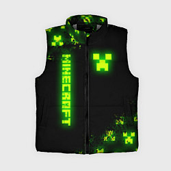 Женский жилет MINECRAFT NEON LOGO CREEPER, цвет: 3D-светло-серый