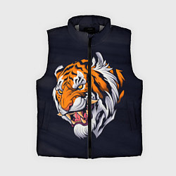 Женский жилет Саблезубый тигр голова, цвет: 3D-светло-серый