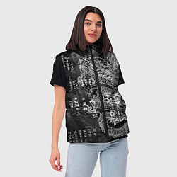 Женский жилет Dragon Fire Иероглифы Японский Дракон, цвет: 3D-черный — фото 2