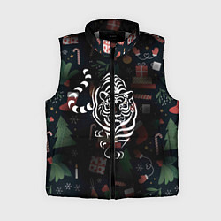 Женский жилет Новый год 2022 тигр, цвет: 3D-светло-серый