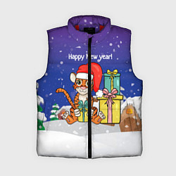 Женский жилет Новый год 2022 - Тигр с подарками