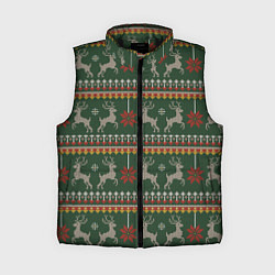 Женский жилет Новогодний свитер c оленями 1, цвет: 3D-черный