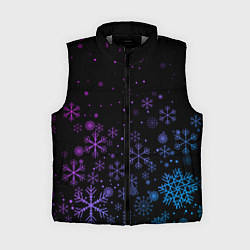 Женский жилет Новогодние снежинки Градиент, цвет: 3D-светло-серый