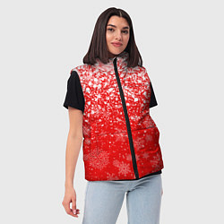 Женский жилет ЗИМА БЛИЗКО, НОВЫЙ ГОД 2022 СНЕЖИНКИ И БРЫЗГИ КРАС, цвет: 3D-красный — фото 2
