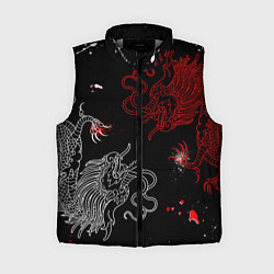 Женский жилет Китайский дракон Красно - Белый, цвет: 3D-светло-серый