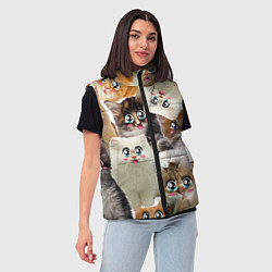 Женский жилет Много кошек с большими анимэ глазами, цвет: 3D-красный — фото 2