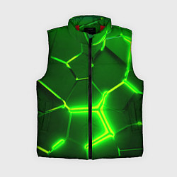 Женский жилет 3D ПЛИТЫ НЕОН NEON GREEN HEXAGON РАЗЛОМ, цвет: 3D-красный