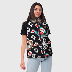 Женский жилет Алиса в стране чудес - карты, цвет: 3D-черный — фото 2