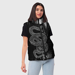 Женский жилет Snake Краски Змея ЧБ, цвет: 3D-светло-серый — фото 2