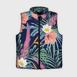 Женский жилет Цветы Гибискусы, цвет: 3D-светло-серый