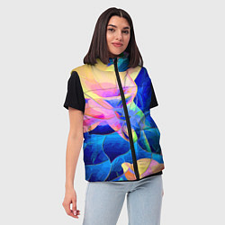 Женский жилет Цветочный красочный паттерн, цвет: 3D-черный — фото 2