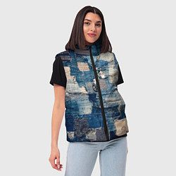 Женский жилет Patchwork Jeans Осень Зима 2023, цвет: 3D-красный — фото 2