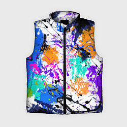 Женский жилет Брызги и мазки разноцветных красок на белом фоне, цвет: 3D-светло-серый