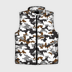 Женский жилет Камуфляж Чёрно-Белый Camouflage Black-White, цвет: 3D-светло-серый