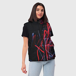 Женский жилет Неоновые лучи в абстракции - Красный и синий, цвет: 3D-светло-серый — фото 2