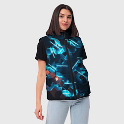 Женский жилет Неоновые фигуры с лазерами - Голубой, цвет: 3D-черный — фото 2