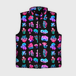 Женский жилет NEON MUSHROOMS, цвет: 3D-черный