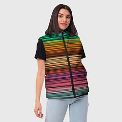 Женский жилет Multicolored thin stripes Разноцветные полосы, цвет: 3D-красный — фото 2