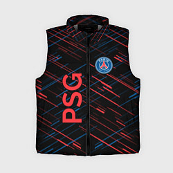 Женский жилет Psg красные синие чёрточки, цвет: 3D-светло-серый
