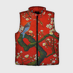 Женский жилет Птица на ветвях сакуры