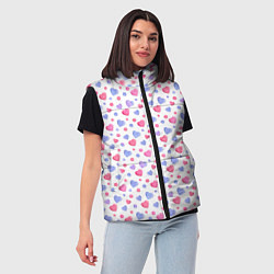 Женский жилет Милые карамельки-сердечки на белом, цвет: 3D-светло-серый — фото 2