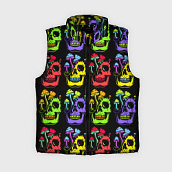 Женский жилет Мухоморы, растущие на черепе, цвет: 3D-черный