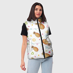 Женский жилет Геометрические Фигуры и Ананасы, цвет: 3D-красный — фото 2