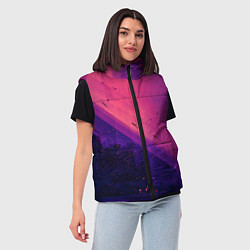Женский жилет Неоновая пыль и лучи - Тёмно-розовый, цвет: 3D-красный — фото 2