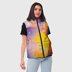 Женский жилет Абстрактные фигуры и пузырьки - Оранжевый, цвет: 3D-светло-серый — фото 2