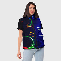 Женский жилет Неоновые волны во тьме - Синий, цвет: 3D-светло-серый — фото 2