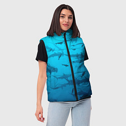 Женский жилет Акулы - океан, цвет: 3D-светло-серый — фото 2