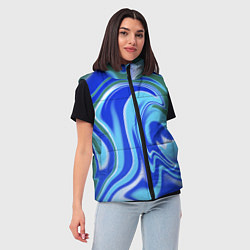 Женский жилет Тай-дай с синим, зелёным и белым цветом, цвет: 3D-черный — фото 2
