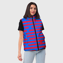 Женский жилет Красно-синие полосы, цвет: 3D-светло-серый — фото 2