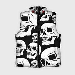 Женский жилет Черепа - чёрный фон, цвет: 3D-красный