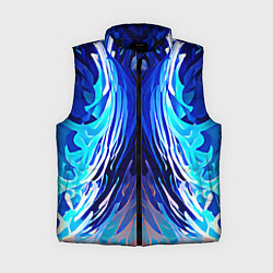 Женский жилет Симметричная абстракция Синие волны, цвет: 3D-черный
