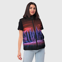 Женский жилет Абстрактный фиолетовый лес и тёмная река, цвет: 3D-красный — фото 2