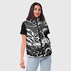 Женский жилет Черно-белые волны, цвет: 3D-красный — фото 2