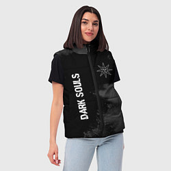 Женский жилет Dark Souls glitch на темном фоне: символ и надпись, цвет: 3D-черный — фото 2
