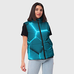 Женский жилет Ледяные неоновые геометрические плиты, цвет: 3D-черный — фото 2