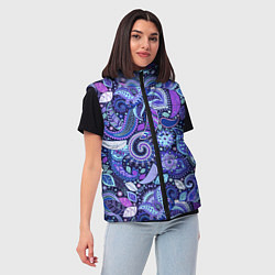 Женский жилет Color patterns of flowers, цвет: 3D-черный — фото 2