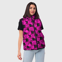Женский жилет Black and pink hearts pattern on checkered, цвет: 3D-красный — фото 2