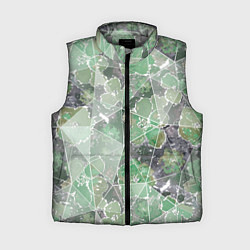 Женский жилет Зеленые цветы на сером мраморном фоне